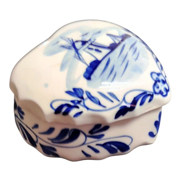 Handpainted Delft Blue D.A.I.C. China Condiment Server with Lid. Floral 3.5" - Picture 5 of 8